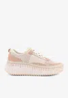 Chloé Nama Low-top Mesh Sneakers With Suede Inserts In Neutral