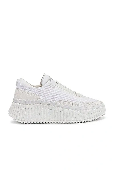Chloé Nama Embroidered Suede And Recycled Mesh Sneakers In White