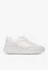 Chloé Nama Embroidered Suede And Recycled Mesh Sneakers In White