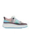 Chloé + Net Sustain Nama Embroidered Suede And Recycled-mesh Sneakers In White