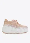 Chloé Nama Mixed Leather Stitch Platform Sneakers
