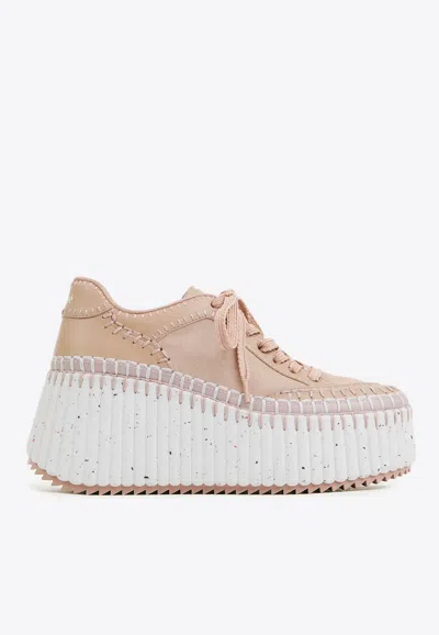 Chloé Nama Low-top Wedge Sneakers In Pink