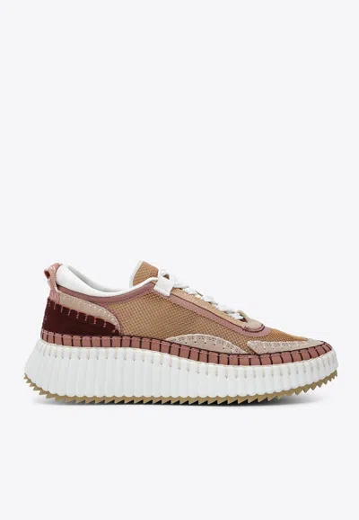 Chloé Nama Textured Low-top Sneakers In Multi