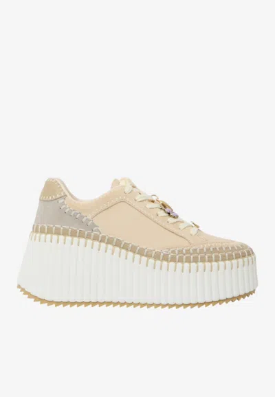 Chloé Nama Low-top Wedge Sneakers In Gray