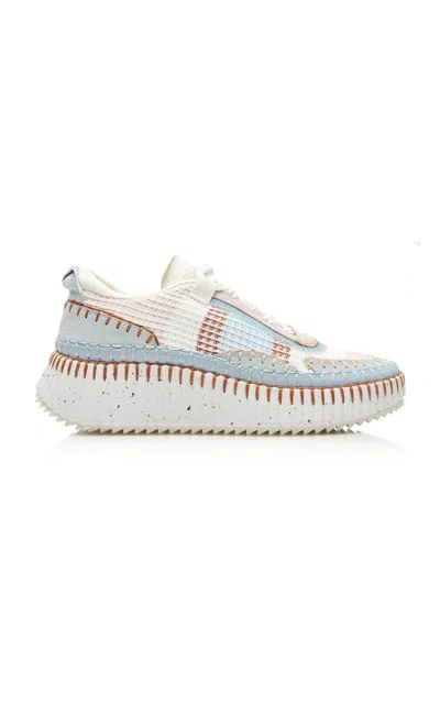 Chloé Nama Low-top Sneaker In Lower-impact Mesh In Delicate Blue
