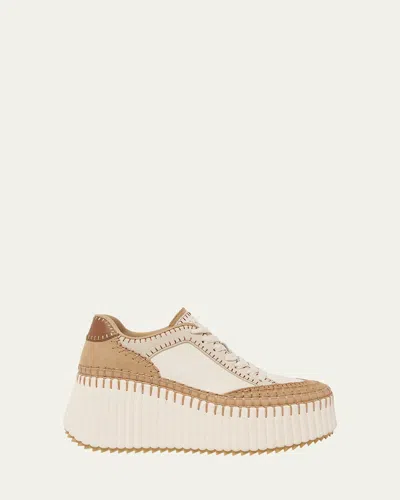 Chloé Nama Mixed Leather Platform Sneakers