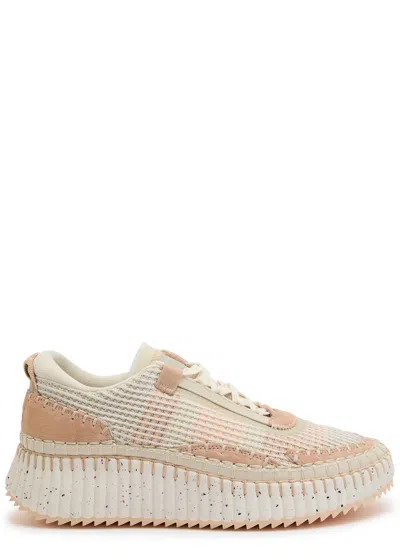 Chloé Chloe Nama Panelled Knitted Sneakers In Pink