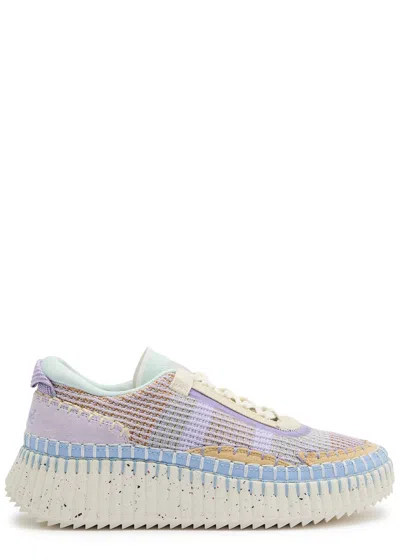 CHLOÉ CHLOE NAMA PANELLED KNITTED SNEAKERS