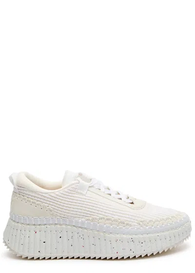 CHLOÉ CHLOE NAMA PANELLED KNITTED SNEAKERS