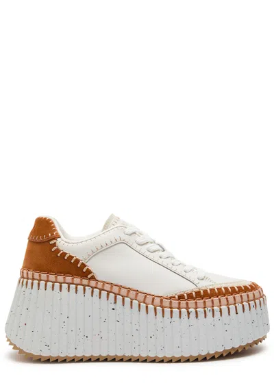 CHLOÉ CHLOE NAMA PANELLED LEATHER FLATFORM SNEAKERS