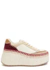 Chloé Nama Suede-trimmed Leather Platform Sneakers In Nude