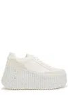 Chloé Chloe Nama Panelled Leather Flatform Sneakers In White