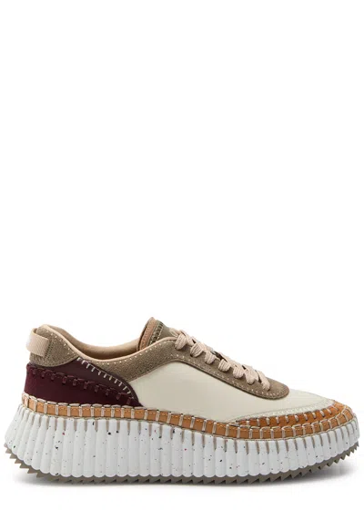 Chloé Chloe Nama Panelled Leather Sneakers In White