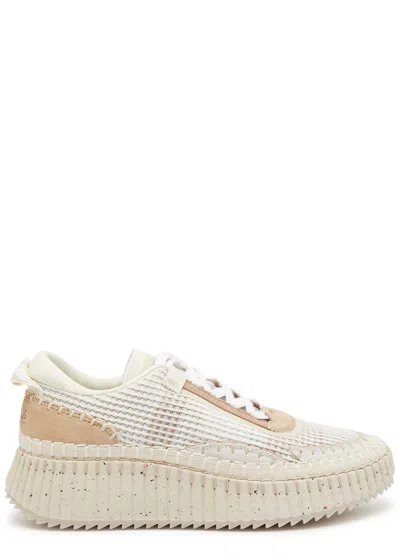 Chloé Chloe Nama Panelled Recycled Mesh Sneakers In Beige