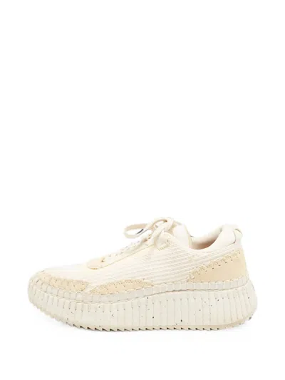 Pre-owned Chloé Nama Panelled Sneakers In White