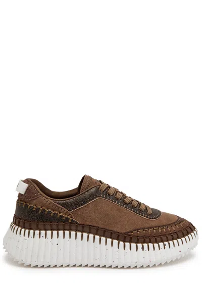 CHLOÉ CHLOE NAMA PANELLED SUEDE SNEAKERS