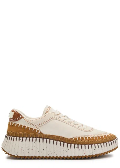 Chloé Chloe Nama Panelled Suede Sneakers In Light Brown
