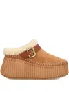 Chloé Nama 80 Shearling-lined Suede Platform Mules In Multi