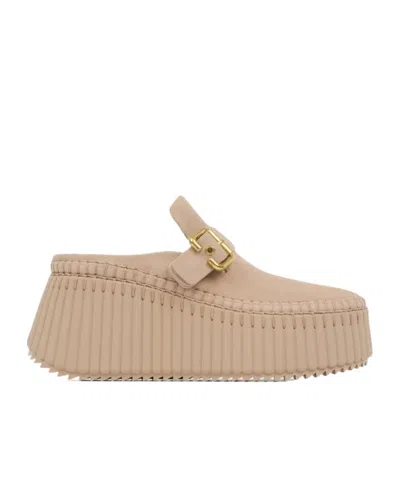 Chloé Nama Platform Clogs In Sand-colored