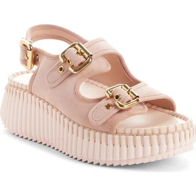 Chloé Nama Suede Platform Sandals In Pink