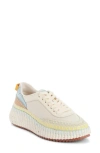 Chloé Chloe Womens Bone Nama Embroidered Leather Low-top Trainers In Cloudy Sky