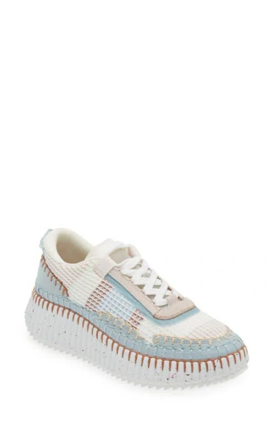 Chloé Nama Low-top Sneaker In Lower-impact Mesh In Delicate Blue