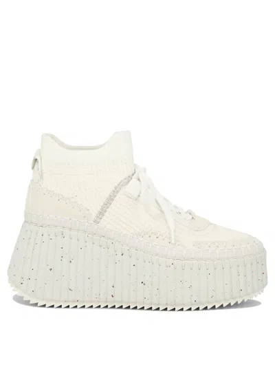 Chloé Nama Knit Platform Sneaker In White