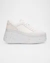 Chloé Chloe Nama Panelled Leather Flatform Sneakers In White