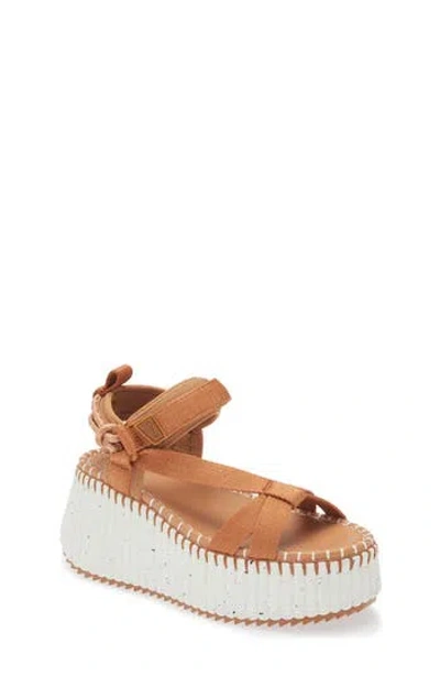 Chloé Nama Platform Wedge Sandal In 276 Smooth Tan
