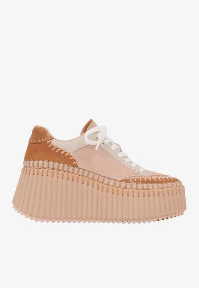 Chloé Nama Platform Wedge Sneakers In Animal Print