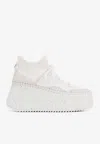 Chloé Baskets Compensées Nama Femme Blanc Taille 37 100% Cuir De Veau In White