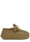Chloé Chloe Nama Platform Wedge Suede Mules In Multi
