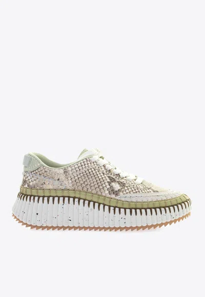 Chloé Nama Python Embossed Low-top Sneakers