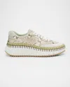 Chloé Nama Python-print Leather Stitch Walking Sneakers In 24o Safari Beige
