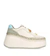 Chloé Nama Patchwork Suede-trimmed Leather Platform Sneakers In Animal Print