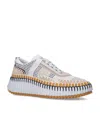 Chloé Nama Embroidered Suede And Recycled-mesh Sneakers In Beige