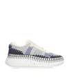 Chloé 'nama' Topstitch Low-top Mesh Sneakers In Blue