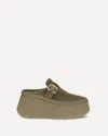Chloé Chloe Nama Platform Wedge Suede Mules In Multi
