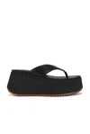 Chloé Heeled Leather Platform Sandals With Ribbed Sole In Blue
