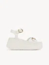 Chloé Chloe Nama Leather Wedge Sandals In White