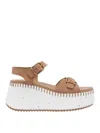Chloé Platform Sandals With Textured Sole And Round Toe