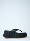 Chloé Nama Leather Platform Flip Flops In Black