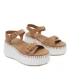Chloé Platform Sandals With Textured Sole And Round Toe In Brown
