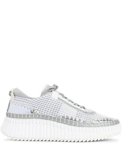 Chloé Silver Grey Nama Polyester Sneakers In Brown