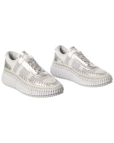Chloé Nama Stitch Walking Sneakers In Silver