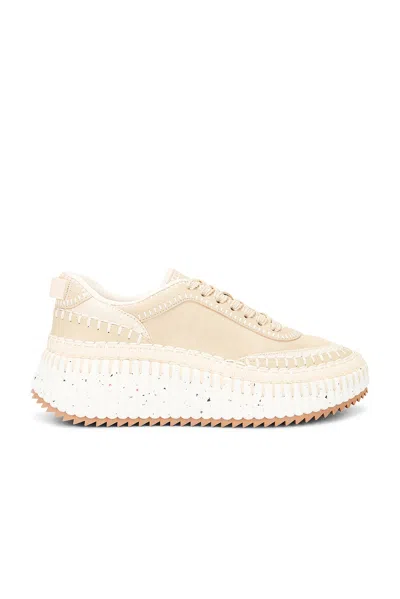 Chloé Nama Suede Stitch Walking Sneakers In Blossom Beige