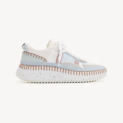 Chloé Nama Low-top Sneaker In Lower-impact Mesh In Delicate Blue