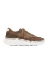 Chloé Nama Mixed Leather Low-top Platform Sneakers In Brown