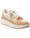 Chloé Nama Leather Sneaker In Gold