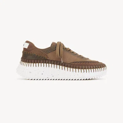 Chloé Nama Sneaker Brown Size 6 100% Bovine Leather, Sheepskin